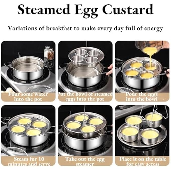 jaffiust The White Shop Egg Poacher Pan Stainless Steel Egg Pan For Kitchen With 4 Cups Without Coating - Image 5