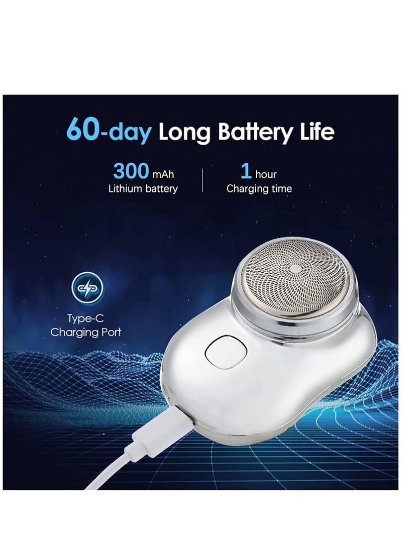 ماكينة حلاقة كهربائية مصغّرة ومحمولة، جديدة بتصميم جيبي محمول، ماجيك يو اس بي مصغرة كهربائية للرجال، حلاقة كهربائية قابلة للشحن للسفر للرجال، جهاز حلاقة كهربائي للوجه (أزرق) - Image 3