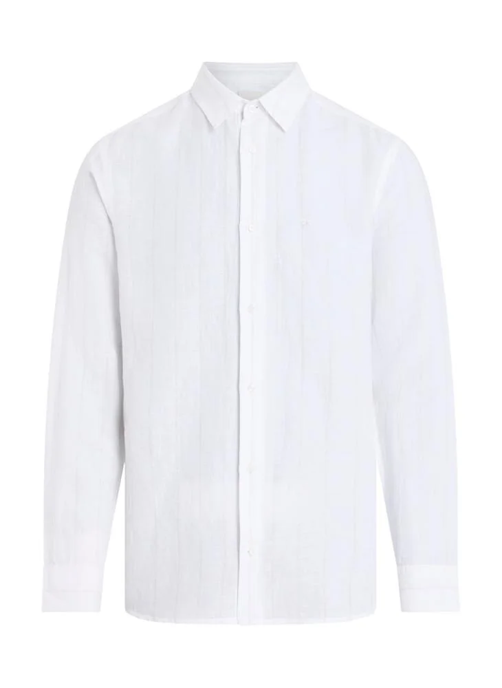 CALVIN KLEIN Linen Cotton Stripe  Shirt