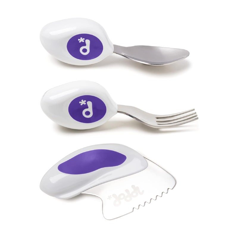 doddl Toddler Utensils, Ergonomic Fork Spoon and Knife Set for Self Feeding, Stainless Steel Silverware for 1-3 Year Olds, BPA Free, Dishwasher Safe (Indigo) - Image 1