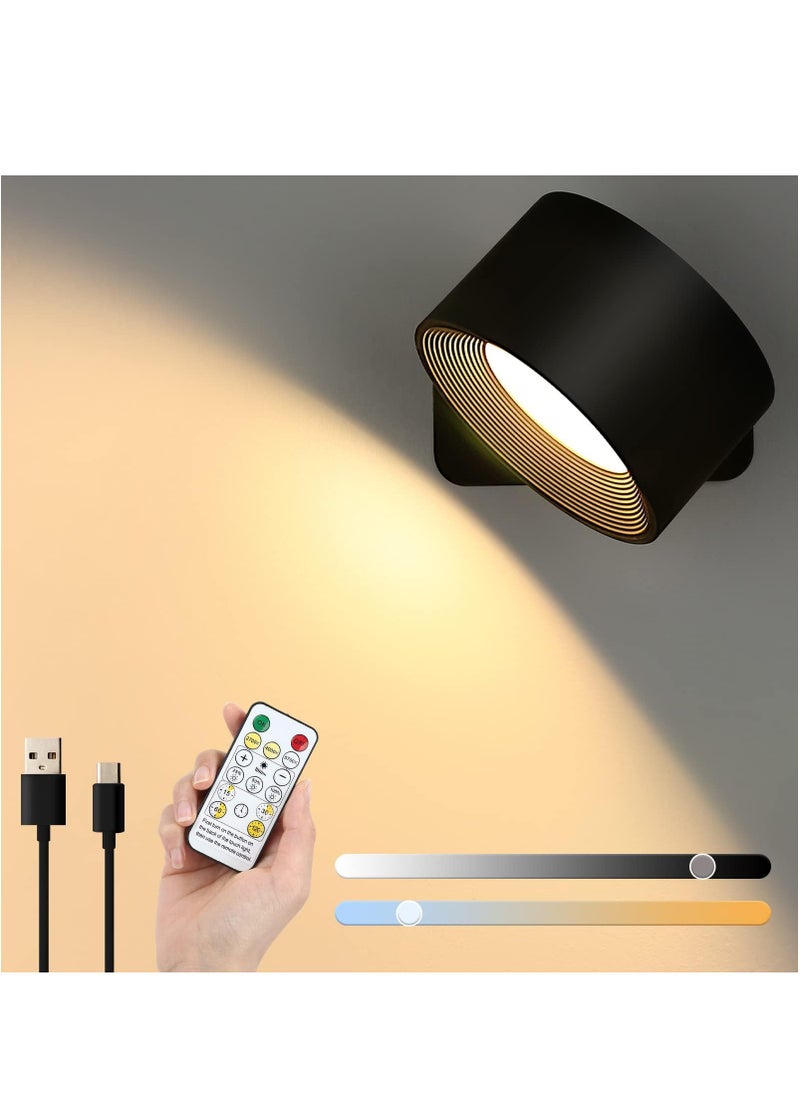 Joshberg - LED Wall Sconce Dimmable Rechargeable Wall Light with Touch and Remote Control 360° Rotate Magnetic Ball - Image 1
