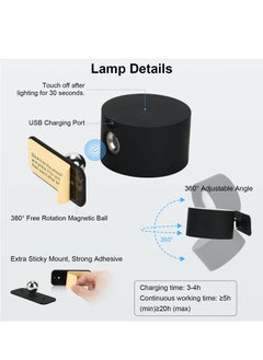 Joshberg LED Wall Sconce Dimmable Rechargeable Wall Light with Touch and Remote Control 360° Rotate Magnetic Ball  - Image 4