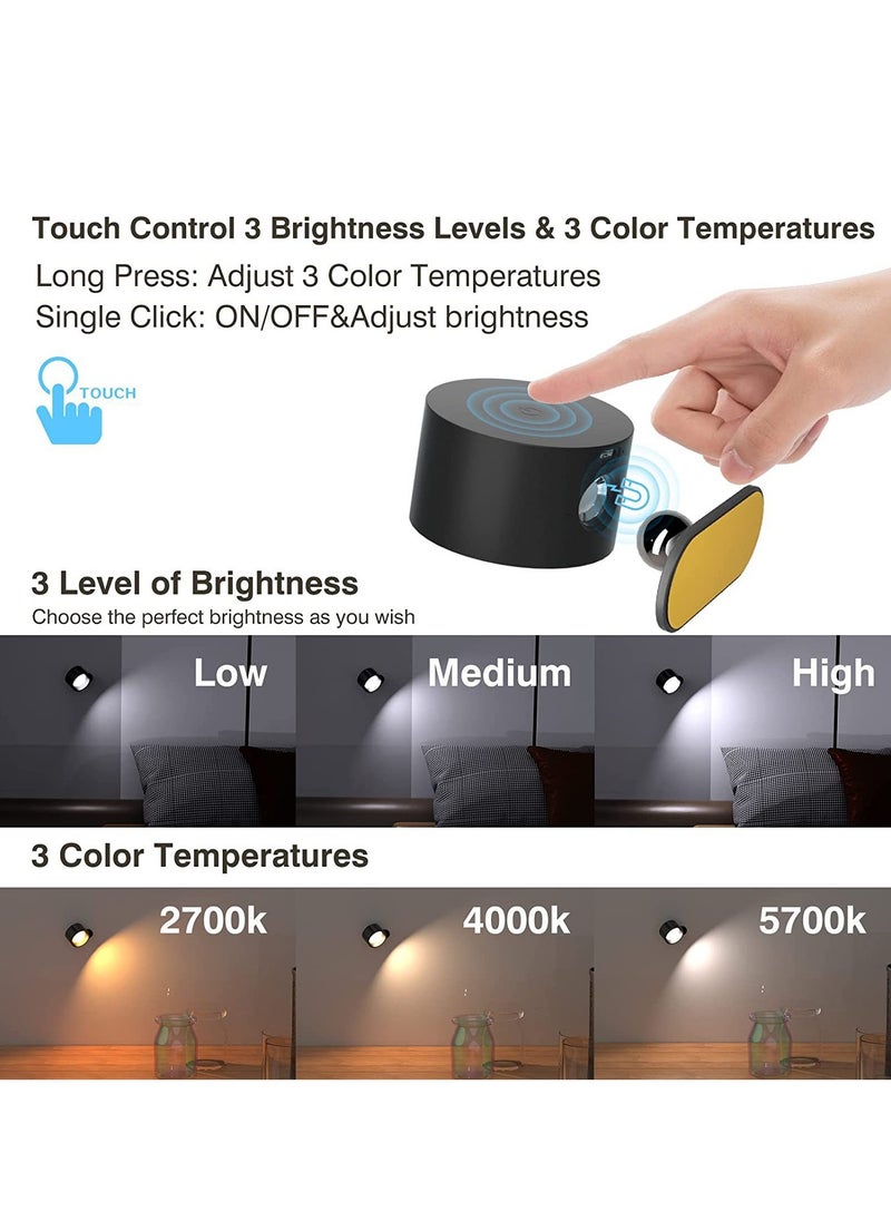 Joshberg - LED Wall Sconce Dimmable Rechargeable Wall Light with Touch and Remote Control 360° Rotate Magnetic Ball - Image 1