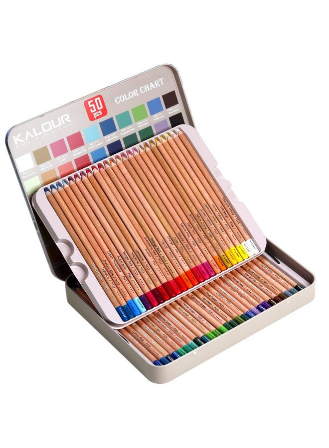 كالور مجموعة أقلام تلوين بالطباشير من برو باستيل مكونة من 50 لونًا من أقلام الفحم الملونة لرسم ورسم وتلوين لوازم التظليل للفنانين البالغين - Image 1