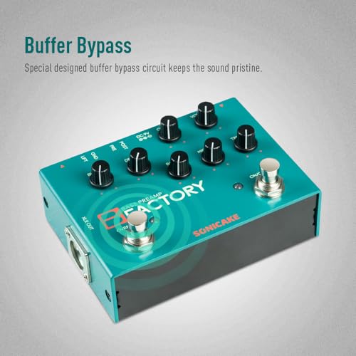 SONICAKE Bass Pedal with Overdrive Analog Preamp Compression Effects Pedal and 3-Band EQ Via Pre/Post Selection with XLR Output - B Factory - Image 5