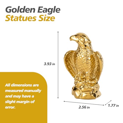 TQUPT Golden Hawk Statue, Eagle Birds Figurine Home Decor, Modern Elegance Hawk Sculpture Office Home Decoration - Small Mini Wild Animal Gold Eagle for Desktop & Car Visit The Store - Image 5