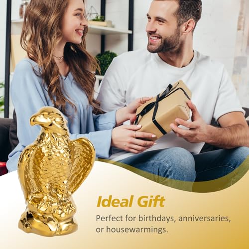 TQUPT Golden Hawk Statue, Eagle Birds Figurine Home Decor, Modern Elegance Hawk Sculpture Office Home Decoration - Small Mini Wild Animal Gold Eagle for Desktop & Car Visit The Store - Image 3