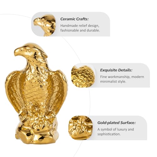 TQUPT Golden Hawk Statue, Eagle Birds Figurine Home Decor, Modern Elegance Hawk Sculpture Office Home Decoration - Small Mini Wild Animal Gold Eagle for Desktop & Car Visit The Store - Image 4