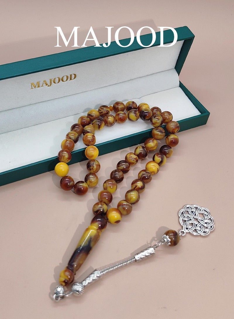 موجود 45 مسبحة صلاة من الراتنج الكهرماني/تسبيح/10 مم/للرجال والنساء - Image 1