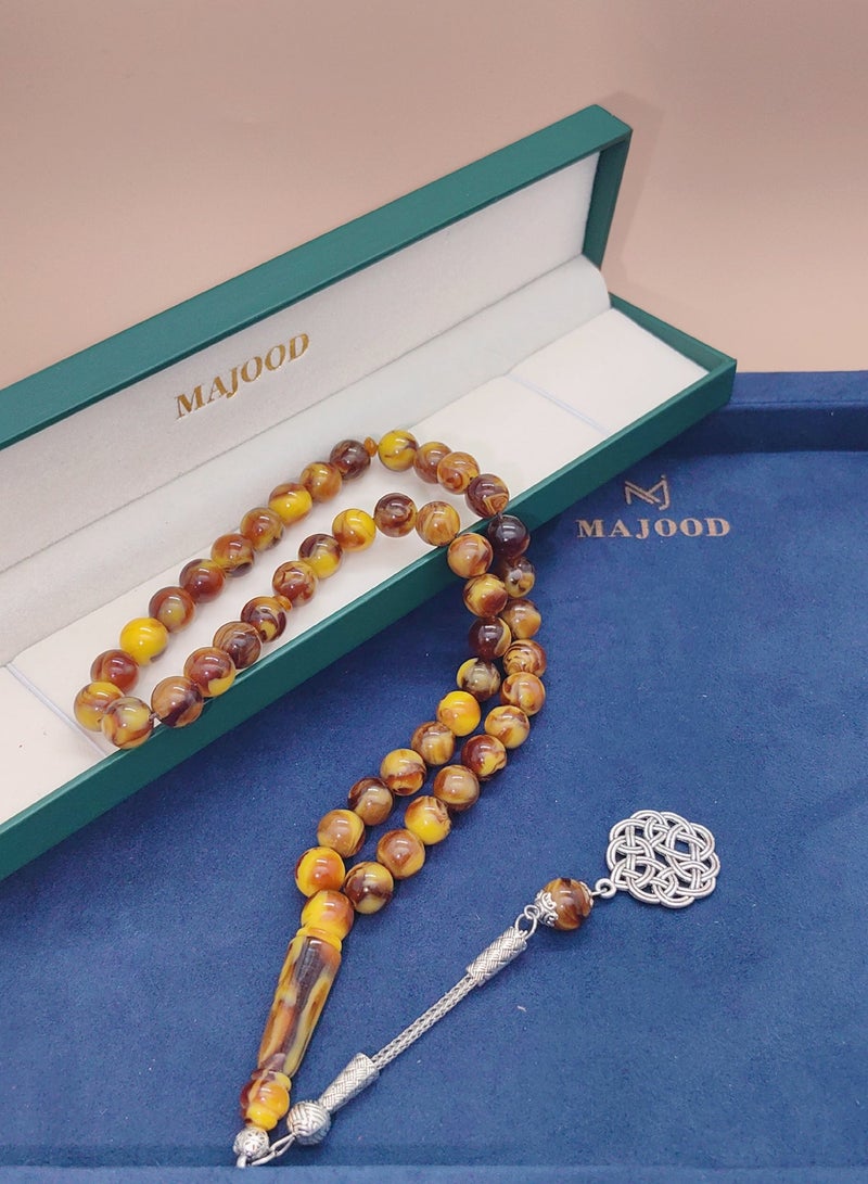 موجود 45 مسبحة صلاة من الراتنج الكهرماني/تسبيح/10 مم/للرجال والنساء - Image 3