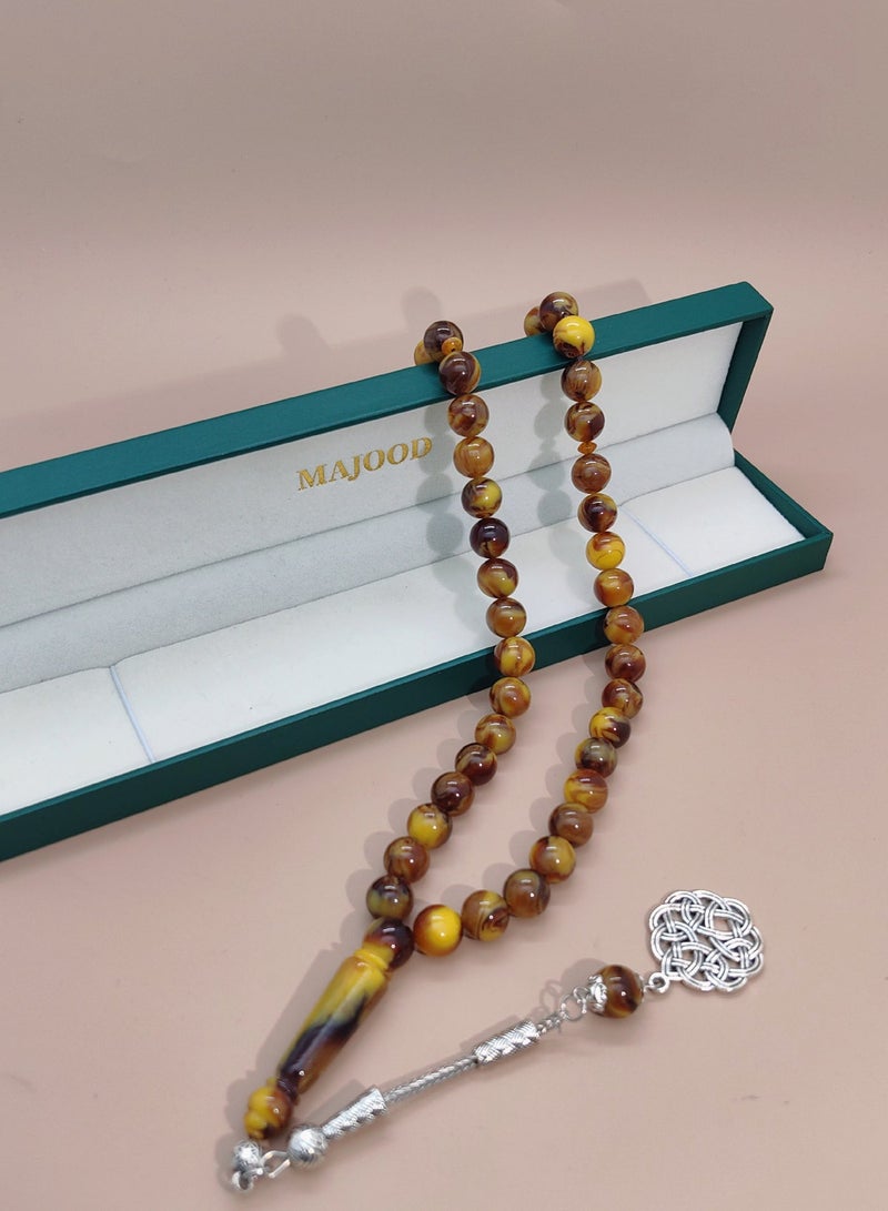 موجود 45 مسبحة صلاة من الراتنج الكهرماني/تسبيح/10 مم/للرجال والنساء - Image 2