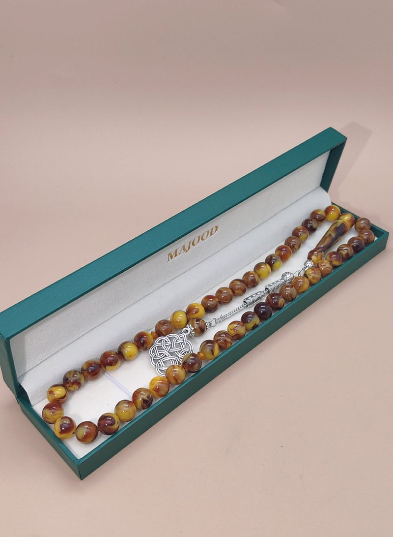 موجود 45 مسبحة صلاة من الراتنج الكهرماني/تسبيح/10 مم/للرجال والنساء - Image 4