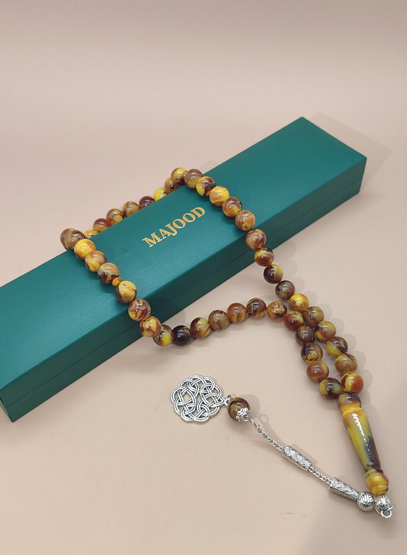 موجود 45 مسبحة صلاة من الراتنج الكهرماني/تسبيح/10 مم/للرجال والنساء - Image 5