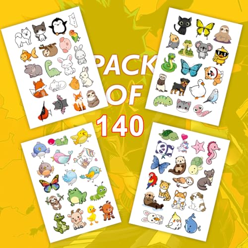 CodersParadise Cute Animal Stickers for Kids | Waterproof Vinyl Stickers for Laptop, Journal, Bike Helmet, Diary, Guitar & Mobile Case (Pack of 140) - Image 4