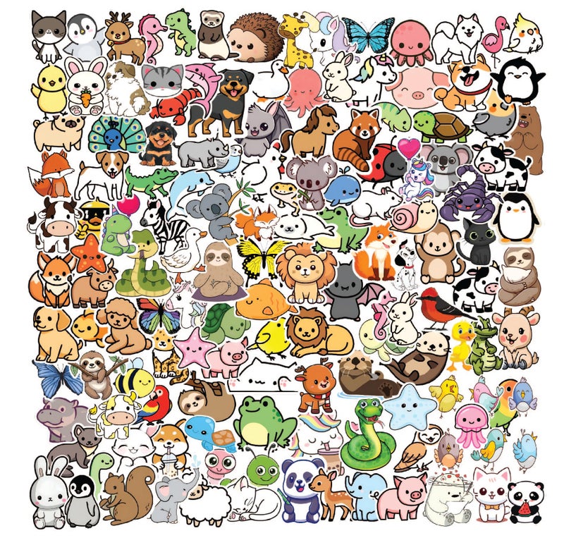 CodersParadise Cute Animal Stickers for Kids | Waterproof Vinyl Stickers for Laptop, Journal, Bike Helmet, Diary, Guitar & Mobile Case (Pack of 140) - Image 1