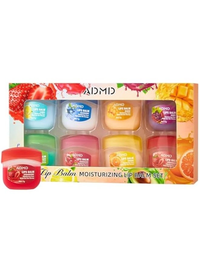 ADMD 8-PACK FRUIT FLAVOR LIP BALM SET, MINI LIP MASK FOR DAILY MOISTURE & OVERNIGHT CARE HELPS SOOTHE DRY LIPS - Image 1