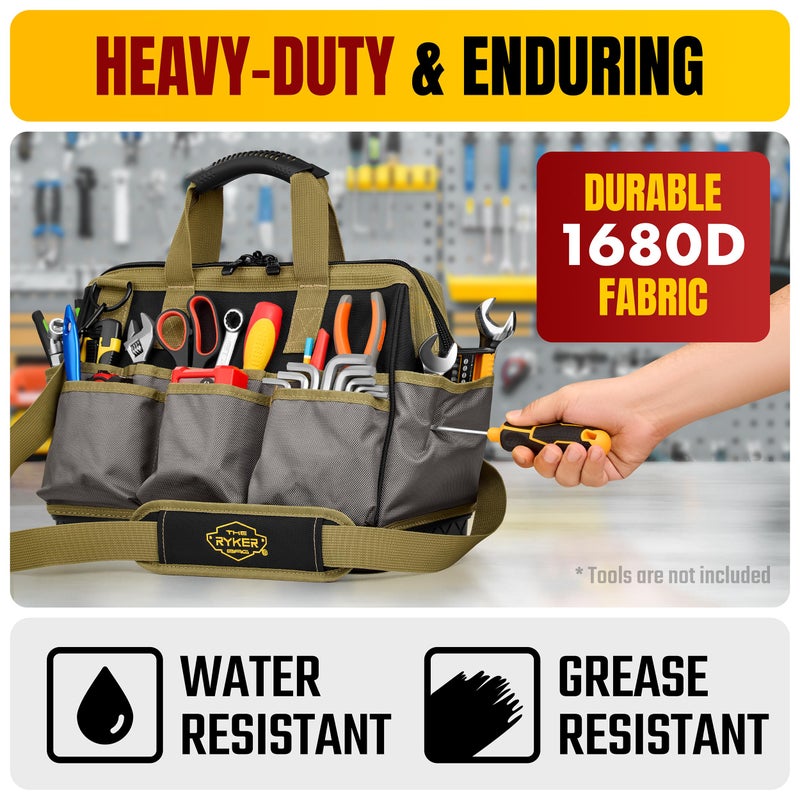 The Ryker Bag The Ryker 16-inch Large Tool Bag Heavy Duty Tool Bag Organizer for Men/Women 28pockets Portable Utility Bags for Tools - Toolbag Organizers Electrician Tools Bags for men Heavy Duty - Image 5