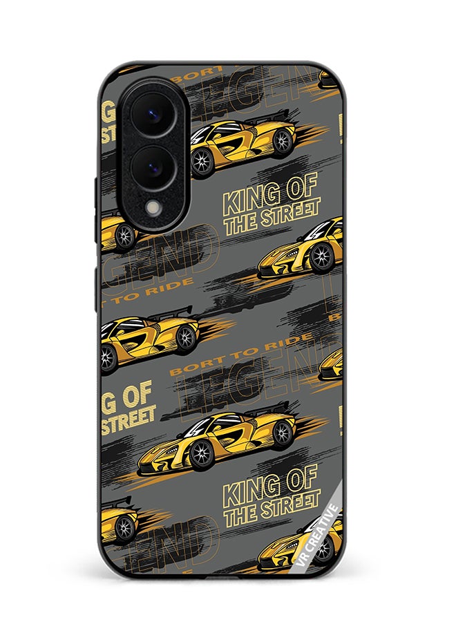 Protective Case Cover For Samsung Galaxy S25 Edge Abstract Seamless Pattern With Sport Cars Design Multicolour