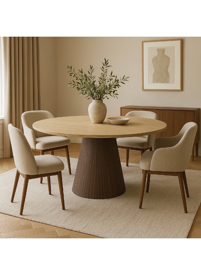 Baytonia Victoria Dining Table for 4 People - 135 cm - Beige and Brown - Image 1