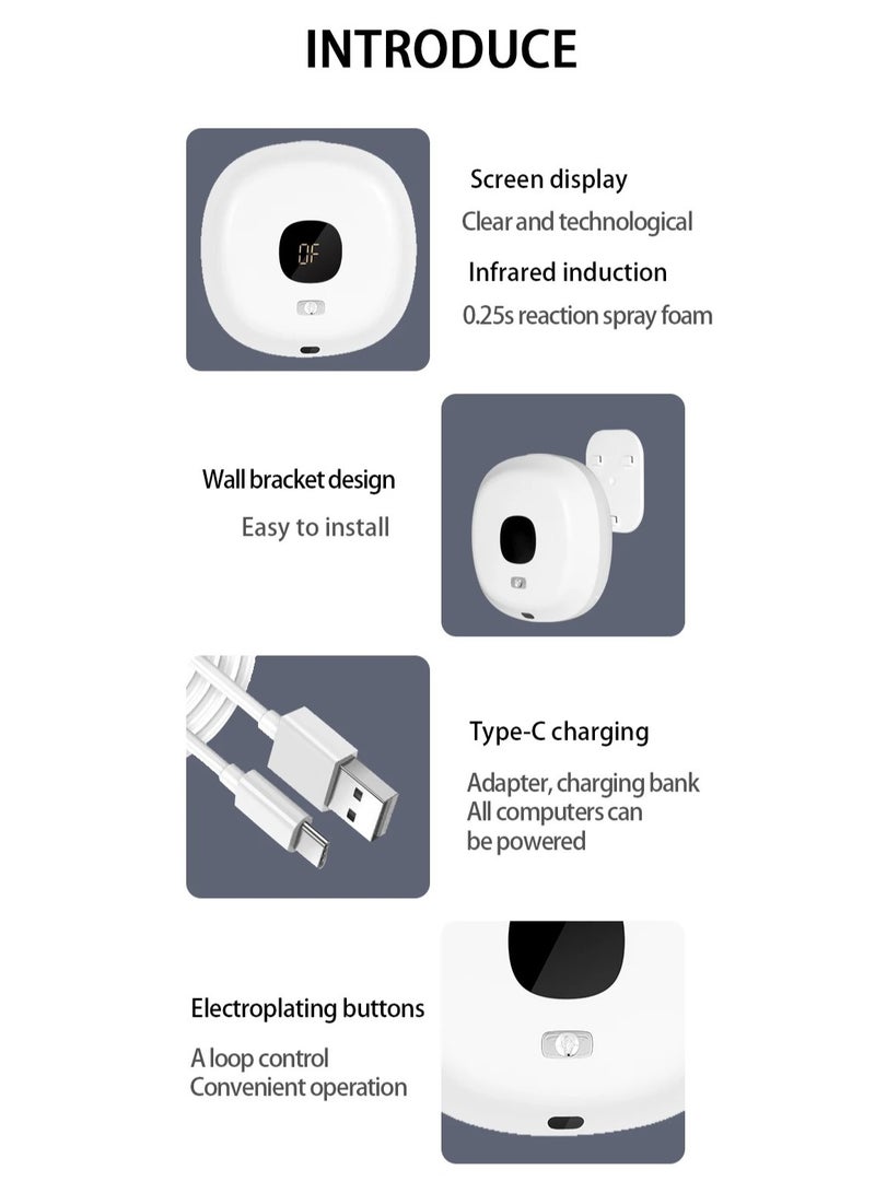 KASTWAVE Wall Mounted Automatic Foam Soap Dispenser Bathroom Smart Washing Hand Machine USB Charging Touchless LED Display Soap Dispenser - Image 3