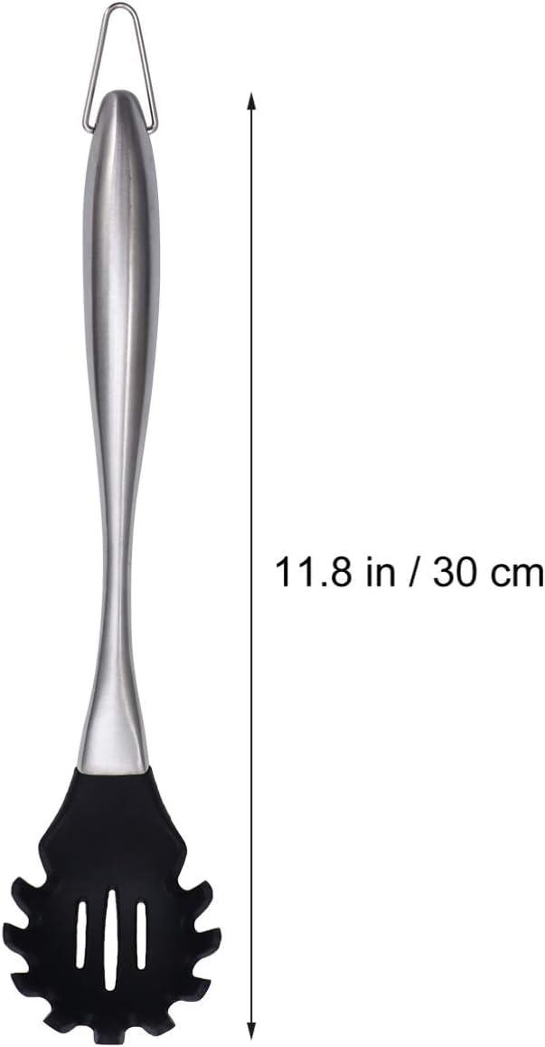 Baskety Baskety Silicone Pasta Fork High Heat Resistant to 600F Hygienic One Piece Design Spaghetti Strainer Server Spoon Black Pack of 2  - Image 2