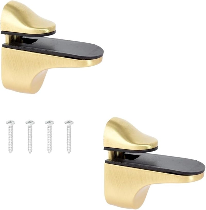 Gold Glass Clamp Bracket Adjustable Floating Wall Shelf Support 12pcs - Image 3