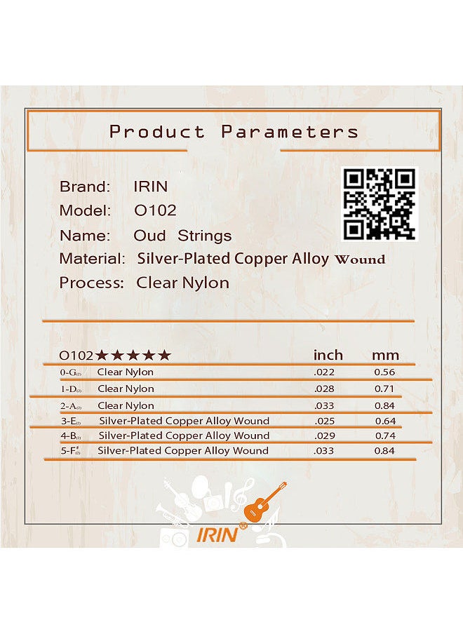 Generic - Oud Strings Set (G-D-A-E-B-F) Clear Nylon Silver-Plated Copper Alloy Wound 12-Strings - Image 1