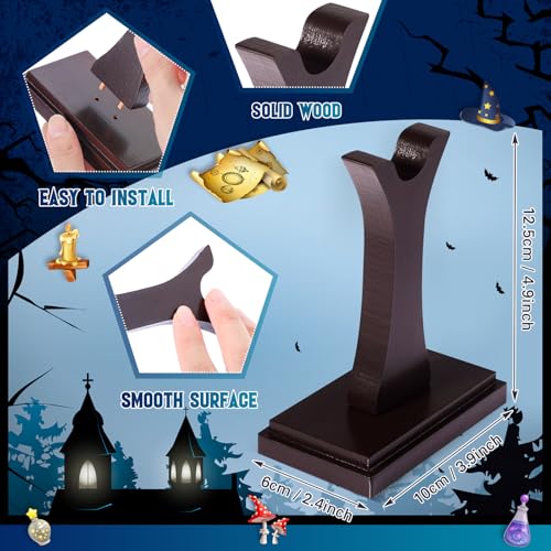 Shellwei Wizard Wand Stand Display Wood Wand Holder Sword Stand Display Shelf for Collectibles Wizard Home Office Halloween Decor - Image 2