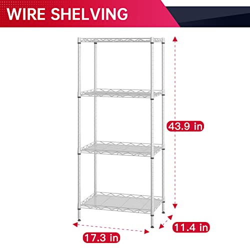 BestOffice 4-Shelf Adjustable Storage Shelving Unit Metal Rack Wire Shelf 600Lbs Capacity with 4 PP Sheets 18L x 12W x 44H for Laundry Bathroom Kitchen Garage,Chrome - Image 2