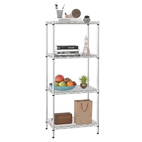 BestOffice 4-Shelf Adjustable Storage Shelving Unit Metal Rack Wire Shelf 600Lbs Capacity with 4 PP Sheets 18L x 12W x 44H for Laundry Bathroom Kitchen Garage,Chrome - Image 1