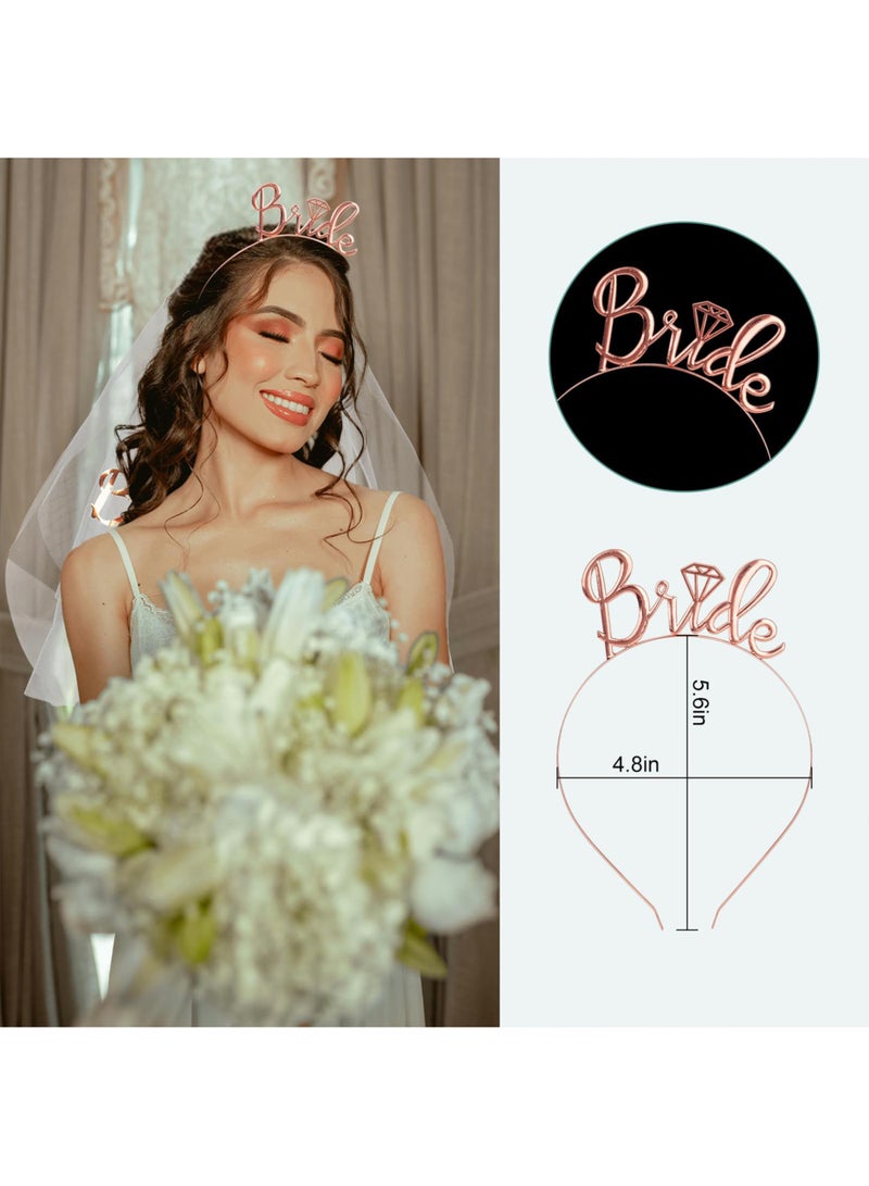 Bride to Be Decoration Set, Bride Sash, Headband Tiara, Bride Veil with Comb, Rhinestone Tiara, Pre-Strung Banner, Bride to Be Gifts Decorations Wedding（White）  - Image 3