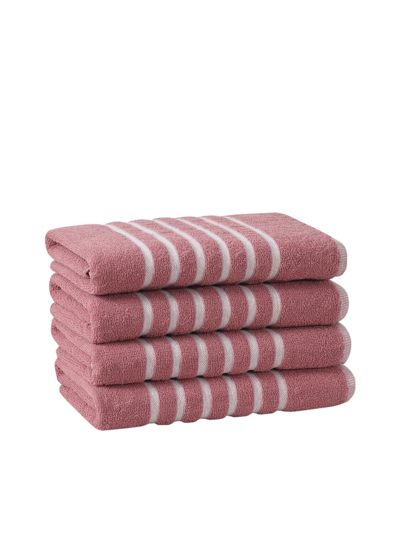 AURIO مجموعة مناشف استحمام قطنية فاخرة 100% - 4 قطع كبيرة 70x140 سم مناشف جسم فاخرة فائقة الامتصاص مع حافة دابي بخطوط بحرية ستة - مجموعة فاخرة أنيقة - Image 5