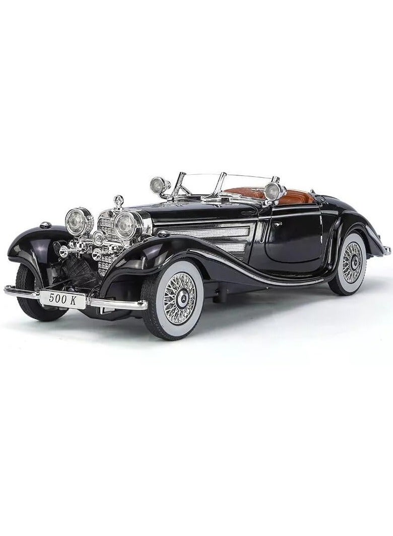 CHE ZHI 1:24 Scale Benz 500K Diecast Classic Car Model – Pull Back Toy with Sound & Light, Retro Collectible Vehicle Gift for Kids & Adults - Image 1