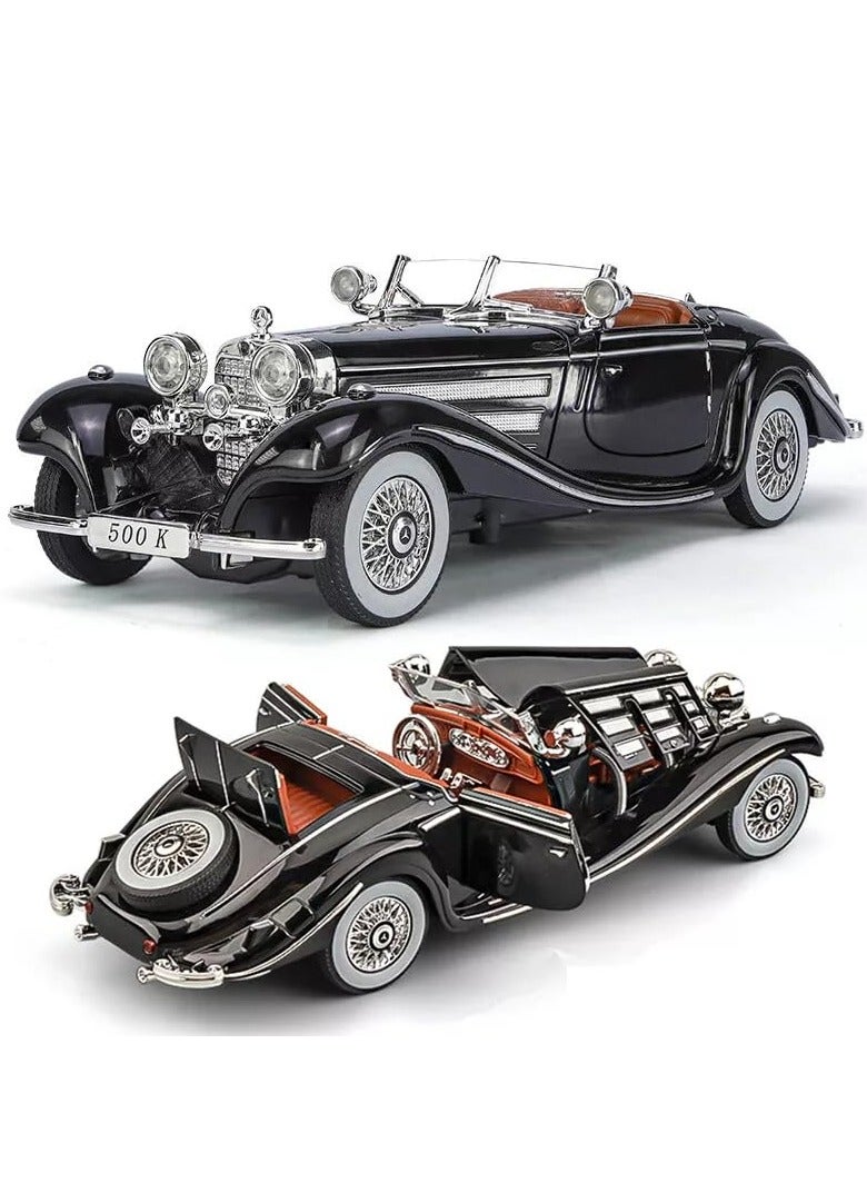 CHE ZHI 1:24 Scale Benz 500K Diecast Classic Car Model – Pull Back Toy with Sound & Light, Retro Collectible Vehicle Gift for Kids & Adults - Image 2