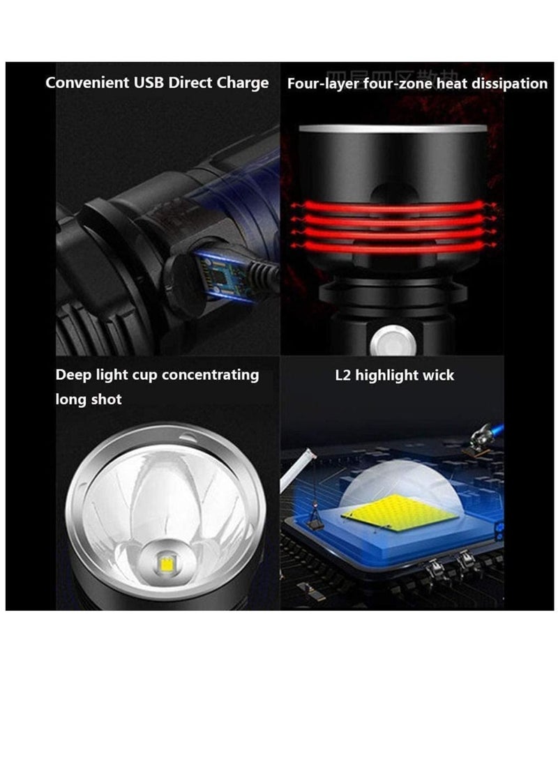 Furtey - 100000 Lumen High Power Waterproof Flashlight Lamp  Ultra Bright 3 Mode Most Powerful Torch with Double Rechargeable Battery and Fancy Box and Line - Image 1