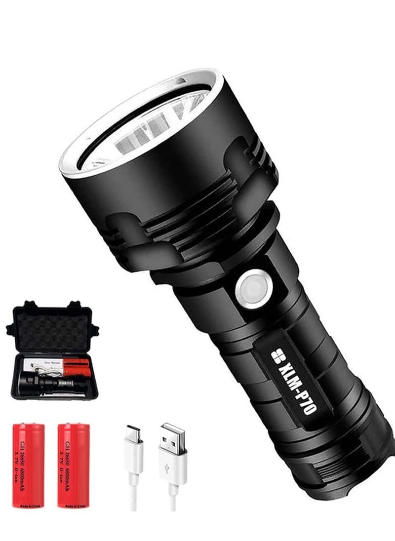 Furtey - 100000 Lumen High Power Waterproof Flashlight Lamp  Ultra Bright 3 Mode Most Powerful Torch with Double Rechargeable Battery and Fancy Box and Line - Image 1