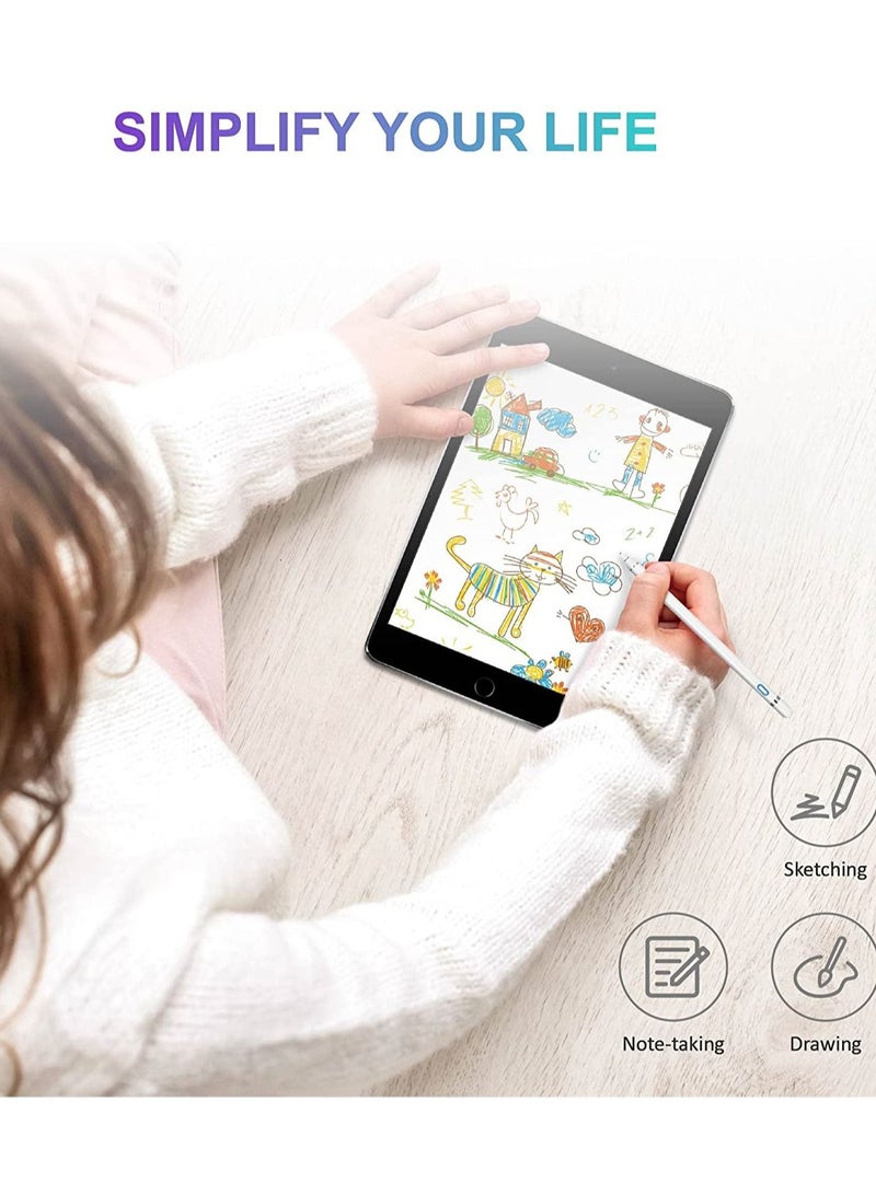 Active Stylus Pen for Android,iOS, iPad/iPad 2/New iPad 3/iPad4/iPad Pro/iPad Mini/iPad Mini 2/3 /4 and Most Tablet,1.5mm Fine Point Rechargeable Digital Stylus Pen（White） - Image 3