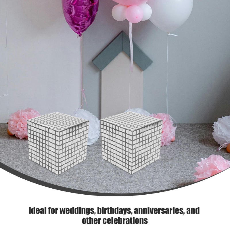 Wedding Party Decorative Bins With Lids Cube Shape Silver 25.00X25.00X25.00CM Creative Design Storage 4Pcs - Image 5