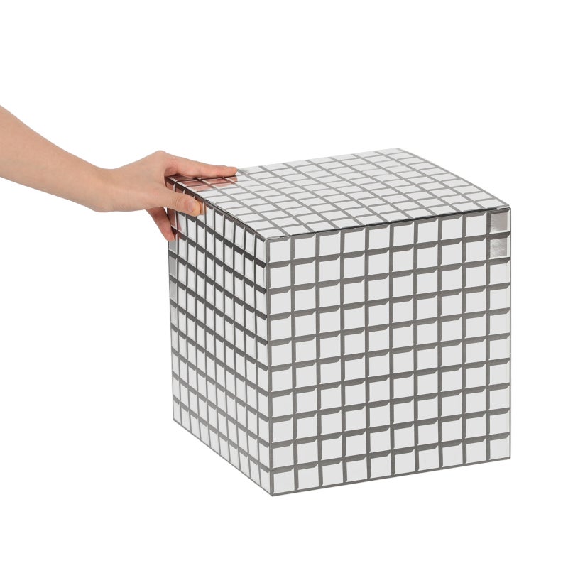 Wedding Party Decorative Bins With Lids Cube Shape Silver 25.00X25.00X25.00CM Creative Design Storage 4Pcs - Image 4