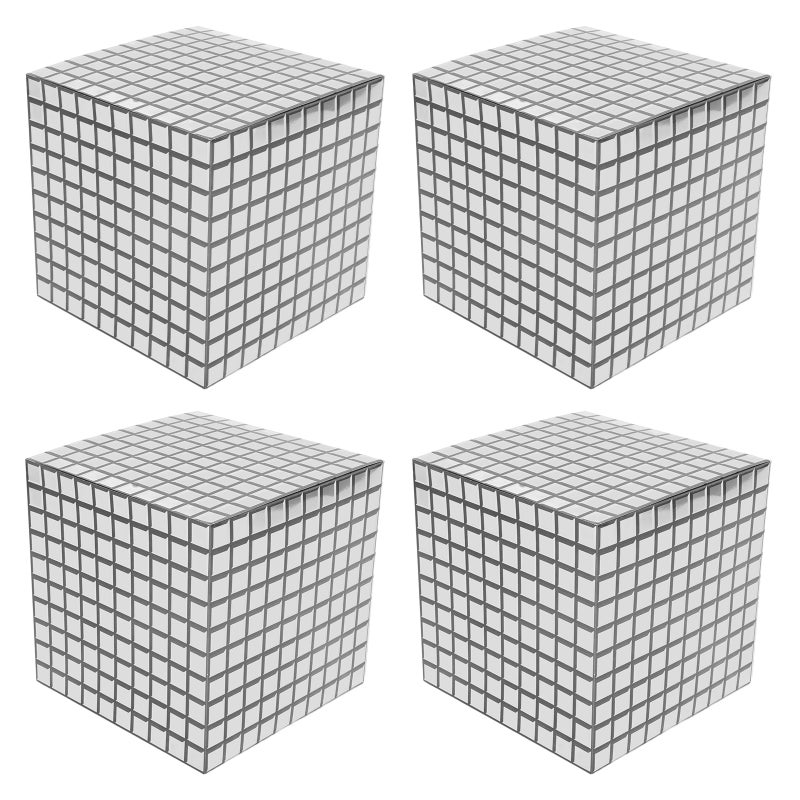 Wedding Party Decorative Bins With Lids Cube Shape Silver 25.00X25.00X25.00CM Creative Design Storage 4Pcs - Image 1