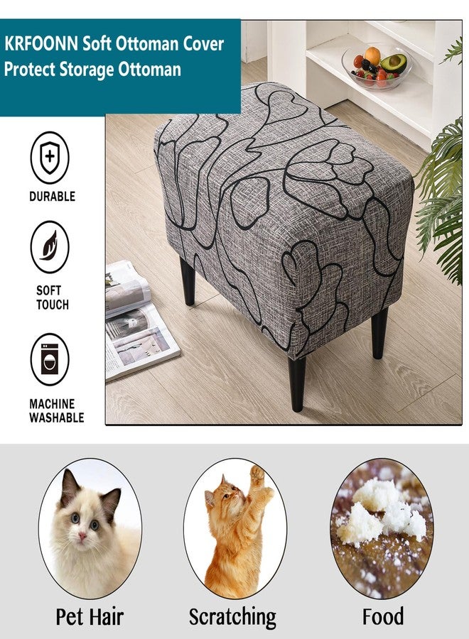 KRFOONN Ottoman Slipcovers Stretch Rectangle Footrest Stool Covers Printed Ottoman Cover for Foot Stool Furniture Protector with Non Slip Elastic Bottom(24, Large) - Image 5