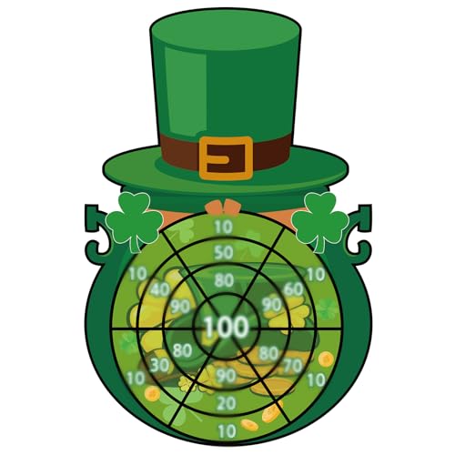 Seenelling St Patricks Day Games Set Large 23.6 x 31.5in Dart Board Games with 6 Sticky Balls Irish Party for Adults St' Patricks Day Party Throwing Indoor Outdoor Yard Toss(Green Top Hat) - Image 1