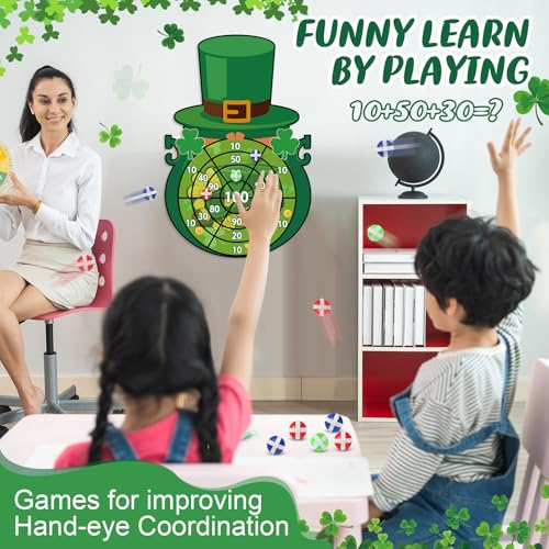 Seenelling St Patricks Day Games Set Large 23.6 x 31.5in Dart Board Games with 6 Sticky Balls Irish Party for Adults St' Patricks Day Party Throwing Indoor Outdoor Yard Toss(Green Top Hat) - Image 4