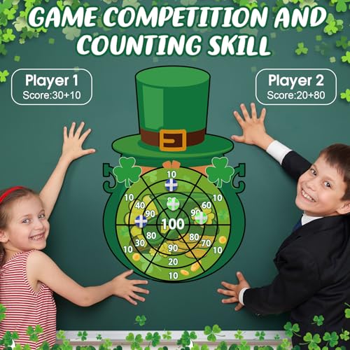 Seenelling St Patricks Day Games Set Large 23.6 x 31.5in Dart Board Games with 6 Sticky Balls Irish Party for Adults St' Patricks Day Party Throwing Indoor Outdoor Yard Toss(Green Top Hat) - Image 3
