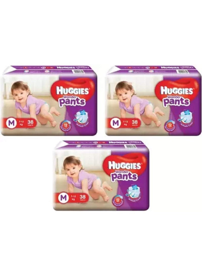 Huggies Wonder Baby Pants,size Medium, 38 Pcs Pack, Combo of 3 Packs - M (38*3 Pieces) - Image 1