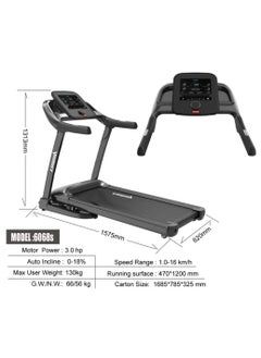 Lijiujia Treadmill 3 H Max user 130 running area 47*120 speed 0.8-16 km incline 18% lcd screen  - Image 2