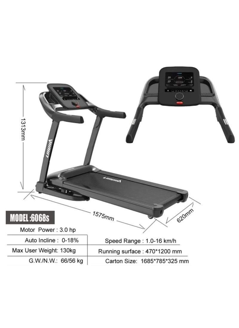 Lijiujia - Treadmill 3 H Max user 130 running area 47*120 speed 0.8-16 km incline 18% lcd screen - Image 1