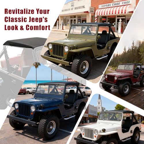 FEIJAZUM Bikini Top for Jeep CJ7, CJ8 & YJ Models, Reinforced Stitching, Heavy-Duty Sun Shade & Soft Top Replacement Cover for '76-86 CJ7, '81-85 Scrambler CJ8 & '87-91 Wrangler YJ Models - Image 5
