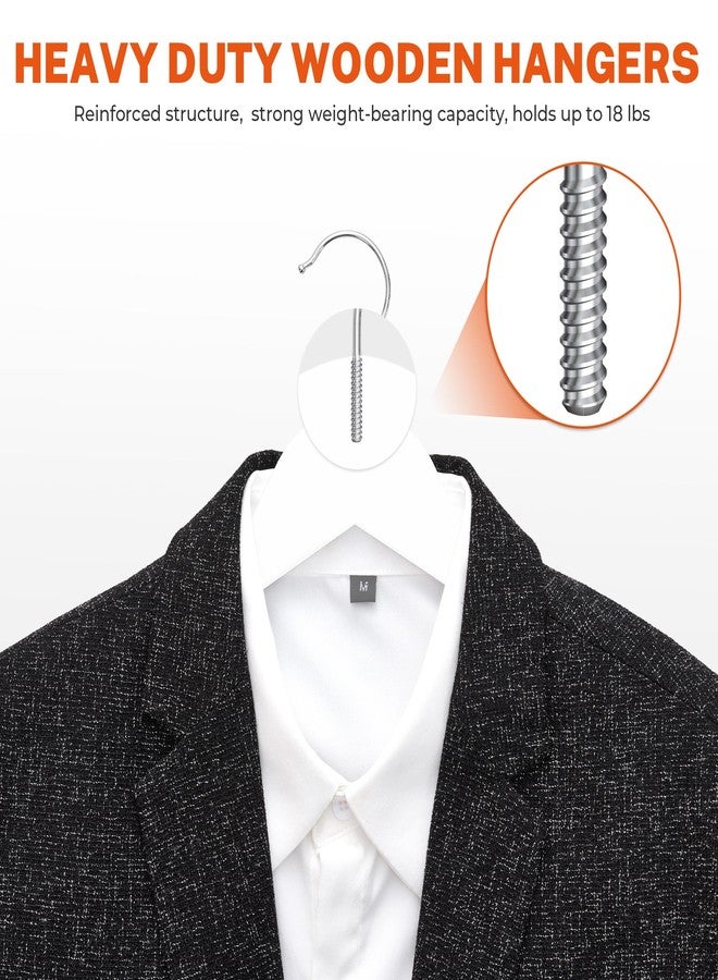 HOUSE DAY أطواق خشبية مع مشابك من هاوس داي، أطواق خشبية مميزة للملابس، بدلة - تشطيب ناعم، أبيض - 24 قطعة - Image 4