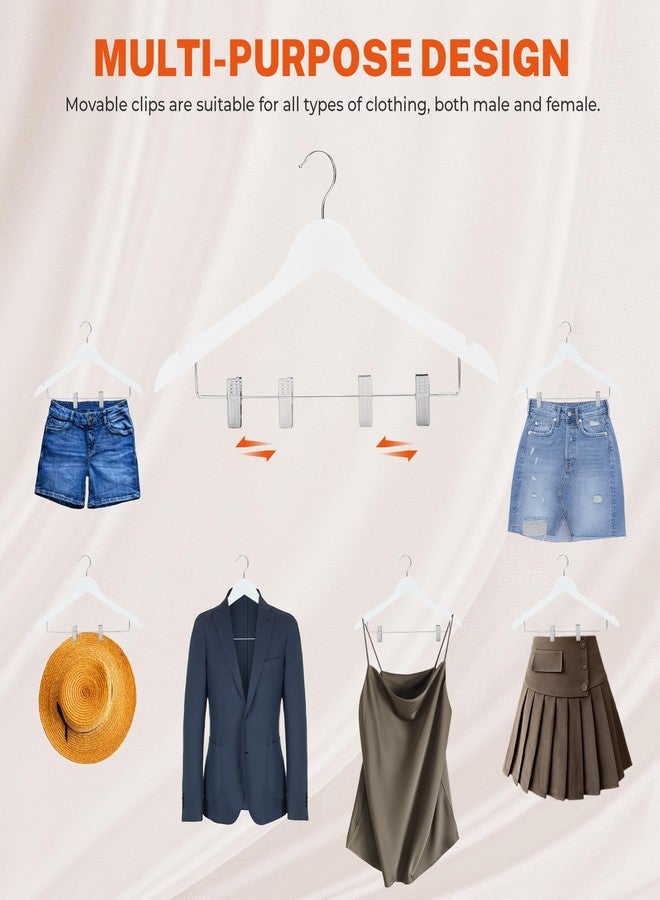 HOUSE DAY أطواق خشبية مع مشابك من هاوس داي، أطواق خشبية مميزة للملابس، بدلة - تشطيب ناعم، أبيض - 24 قطعة - Image 2